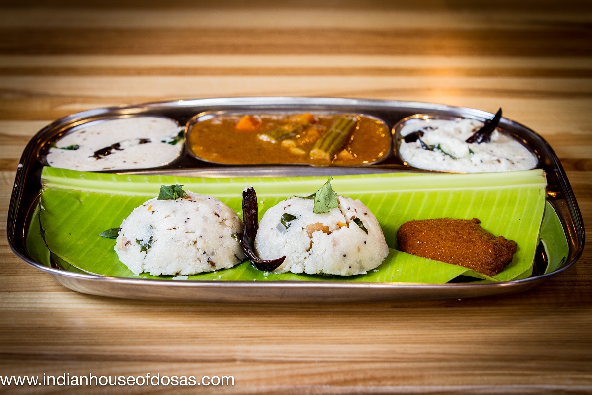 Pongal with sambar and chutney